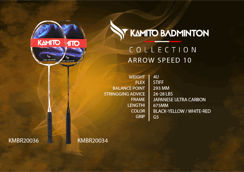 Raquette de badminton KAMITO ARROW SPEED 10 4U (non cordée)