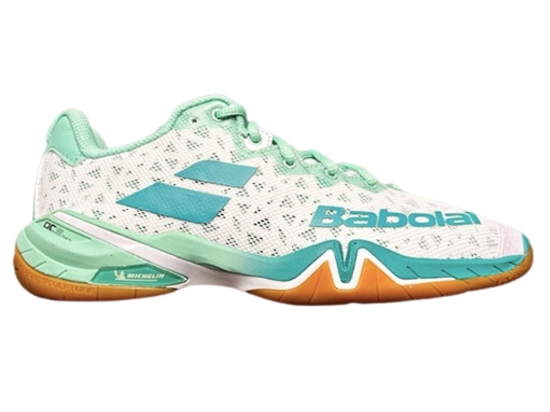 Chaussures indoor BABOLAT femme SHADOW 4 White/Lagoon